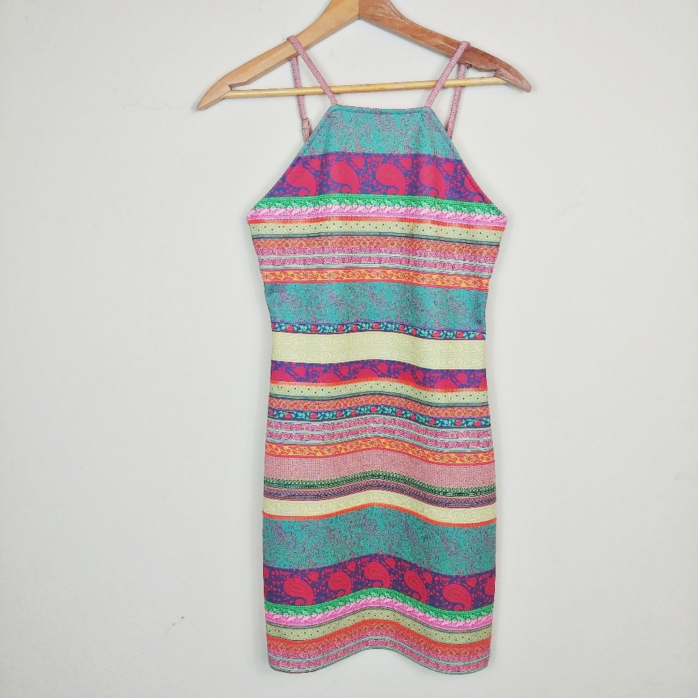 Mink Pink mini halter dress multiprint